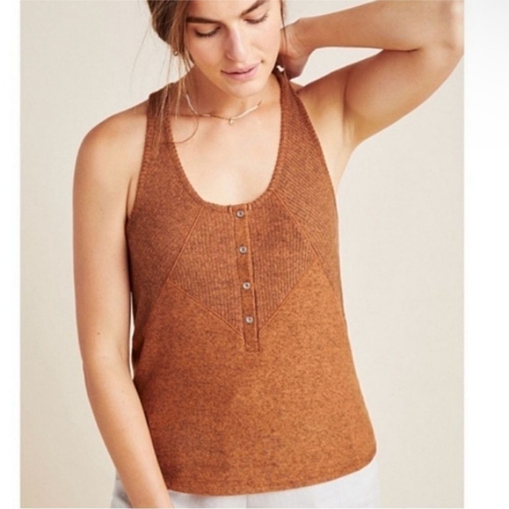 ANTHROPOLOGIE | SATURDAY SUNDAY Lucie Brown Racerback Tank Top Women’s Size XS